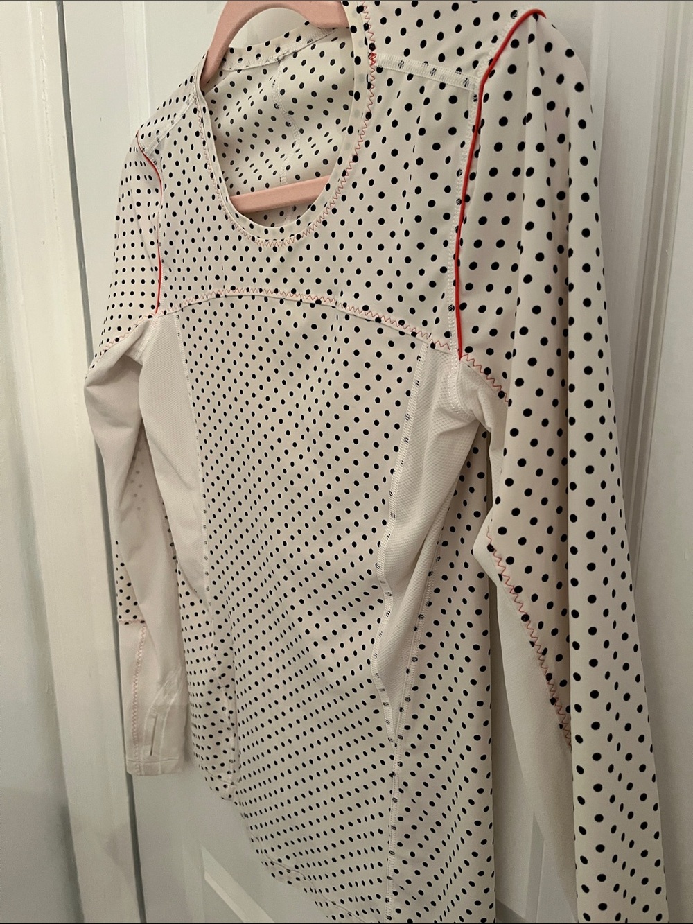 Lululemon Polka Dot Long Sleeve Top with Red Piping